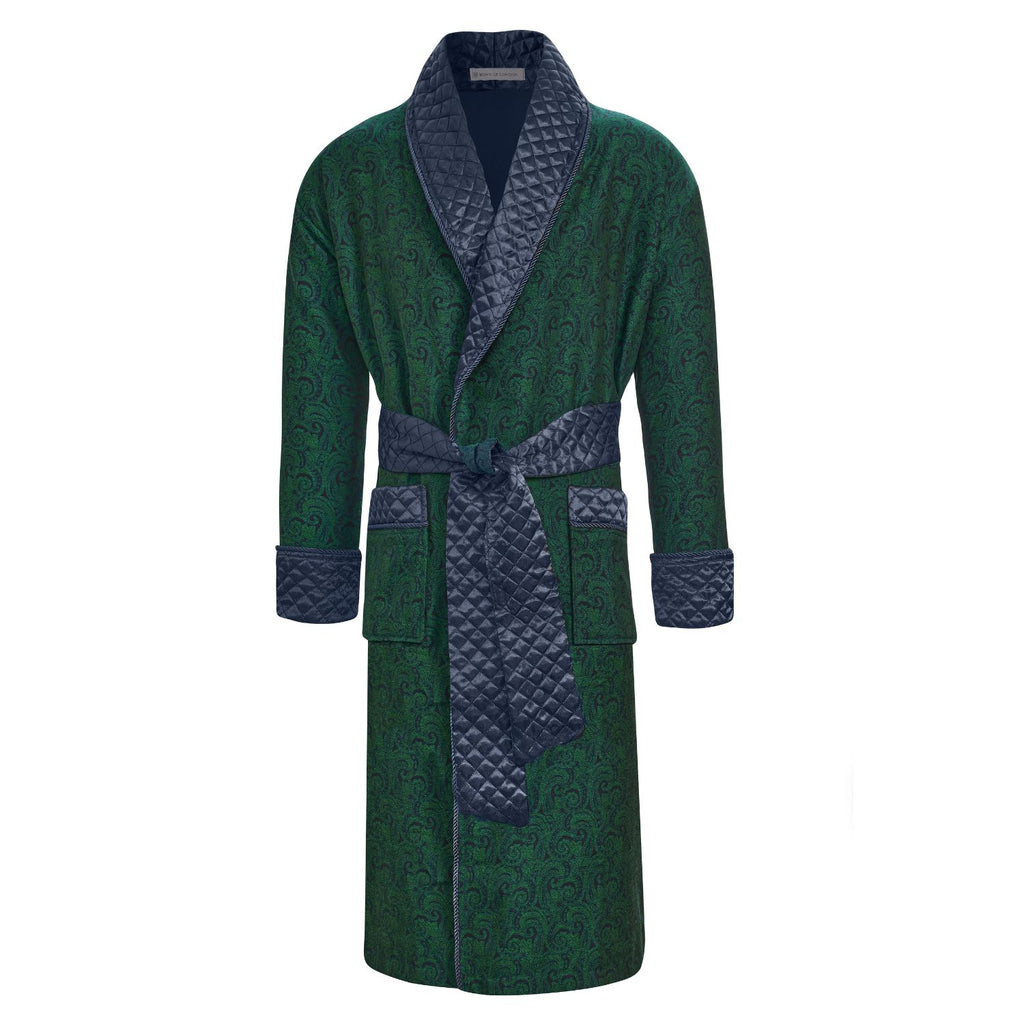 Connaught Green Mens Smoking Jacket - Front | Bown of London