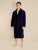 Carnegie Luxury Cotton Long Velvet Smoking Jacket in Navy