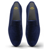 Velvet Loafer/Slipper Shoe Plain Navy Blue