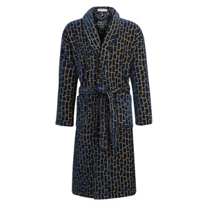 Agean Men's Patterned Bathrobe - Front | Bown of London