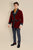 Mens Belgravia Burgundy Short Velvet Smoking Jacket - Model Front | Bown of London