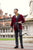 Mens Belgravia Burgundy Short Velvet Smoking Jacket - Model Lifestyle | Bown of London