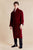 Donington Burgundy Long Velvet Smoking Jacket - Model Front | Bown of London