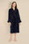 Duchess Navy Womens Bathrobe - Model Front | Bown of London