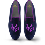 Women's Velvet Loafer/Slipper Shoe Musical Notes