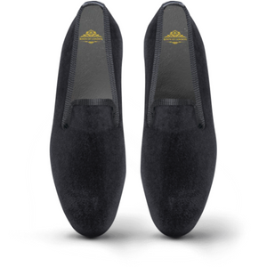 Velvet Loafer/Slipper Shoe Plain Black