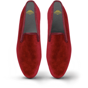 Velvet Loafer/Slipper Shoe Plain Maroon