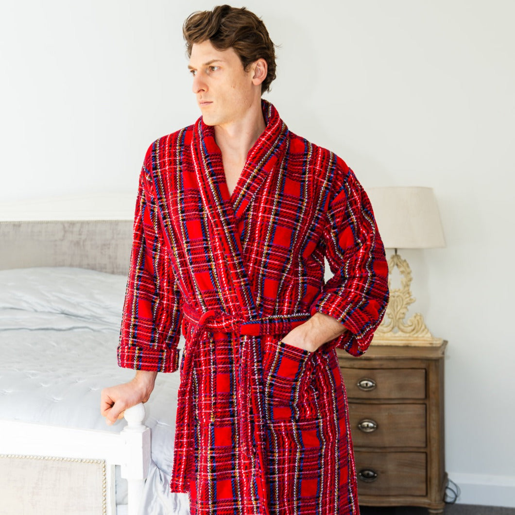 Men's Soft Cotton Tiger Printed Shawl Collar Bathrobe Sexy Sleep Loungewear  Robe