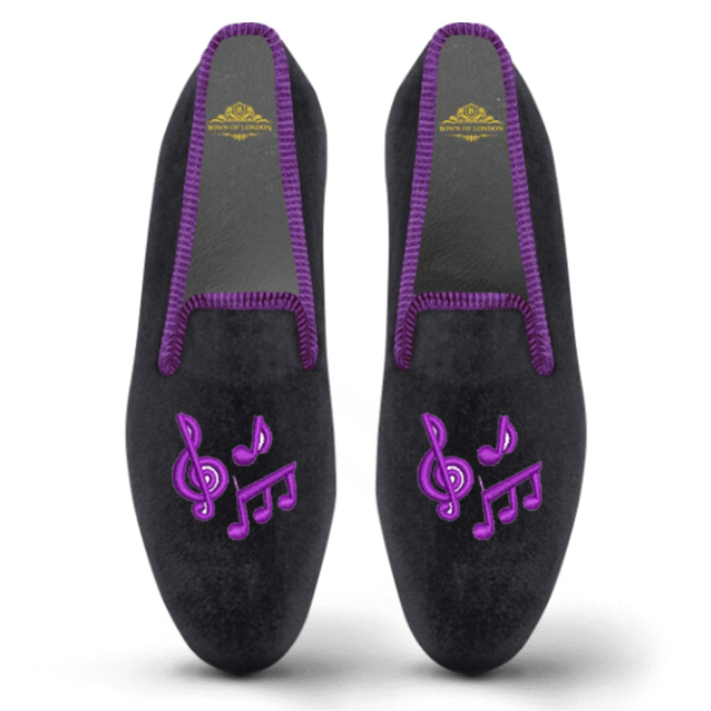 Women's Velvet Loafer/Slipper Shoe Musical Notes